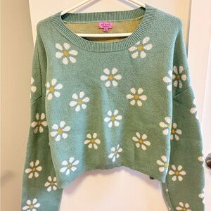 mi ami Mint Green Daisy Floral Sweater